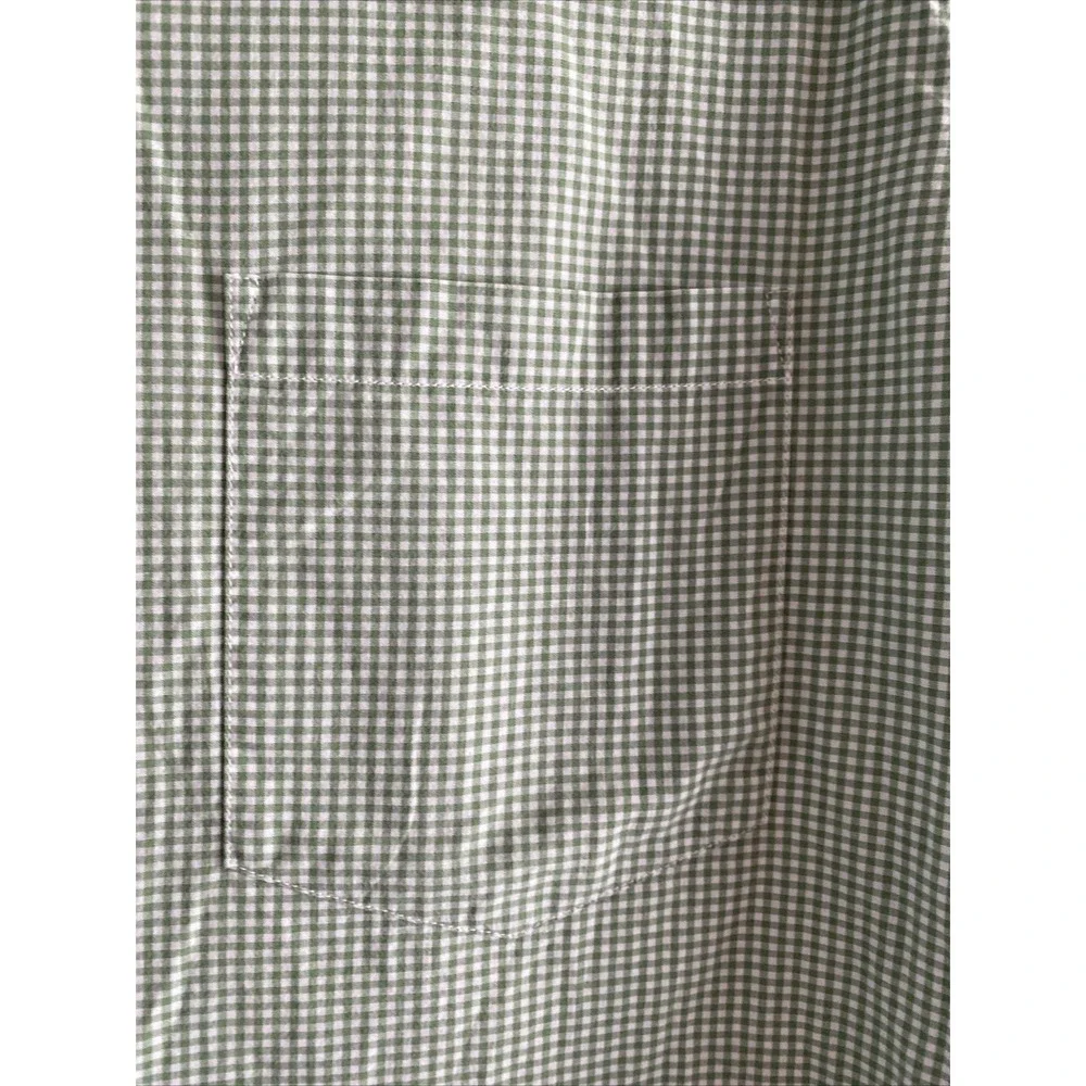 Banana Republic Mens Large Green Long Sleeve Gingham Soft‎ Wash Slim Fit